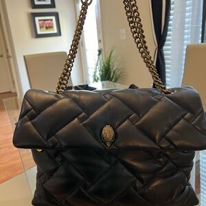 NWOT Kurt Geiger XXL Kensington Black Soft Quilted Leather Chain Shoulder Bag